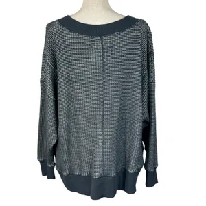 American Eagle Small Big Hug Sweater Waffle Knit V-Neck Oversized Long Sleeves thumbnail 6