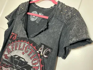 Large Affliction biker T shirt distressed thumbnail 5