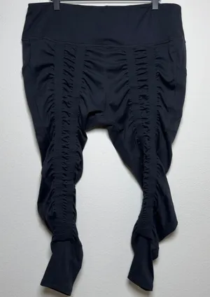 Sweetflexx Womens Leggings 18 Black Ruched Resistance Band Pockets Athletic thumbnail 1