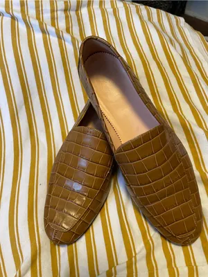 J. Crew Brown Croc-Embossed Leather Slip-On Loafers thumbnail 10