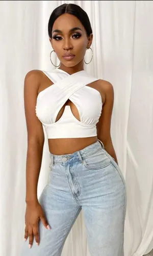 Cross Front Underwire Crop Top White thumbnail 1