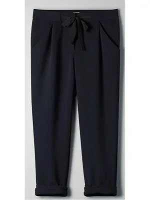 Aritzia Wilfred Allant Tie Front Drawstring Crop Pant Trouser 4 Black Relaxed thumbnail 2