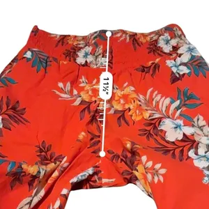 Bar III Floral Tapered Pants Womens M‎ Red Tropical Smocked High Waist Pull On thumbnail 9