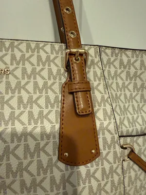 Michael Kors MK Signature Vanilla Logo Tote Bag Brown Trim thumbnail 4