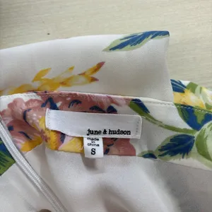 Tropical Floral Ruffle High Low‎ Maxi Skirt White Pink Green Hibiscus Wrap Style thumbnail 10