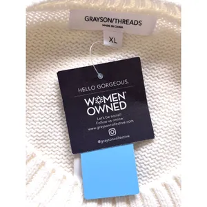Grayson Threads Women XL USA Graphic Cropped Sweater Cream Knit Long Sleeve NWT thumbnail 7
