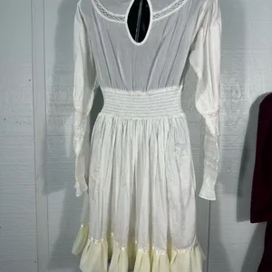 Free People White Victorian Waisted Mini Dress Ivory No Size EUC thumbnail 7