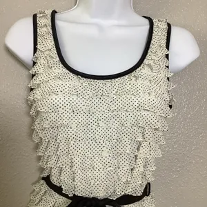 A'Gaci Vintage Y2K Polka Dot Ruffle Retro Preppy Twee‎ Stretch Bow Detail Blouse L thumbnail 2