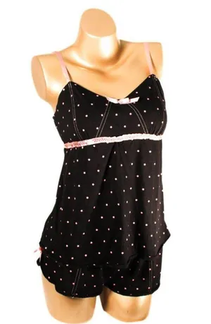 Joe Boxer Juniors Medium Black & Baby Pink Tank Top & Shorts Pajama Set thumbnail 2