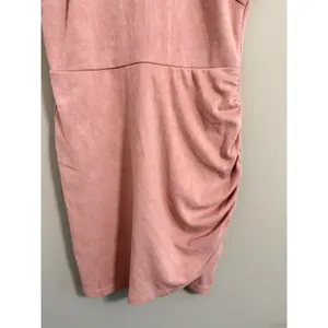 Hyfve Mini Dress Womens Large Pink Faux Suede Ruched Halter Tulip Hem HF19H105DG thumbnail 2