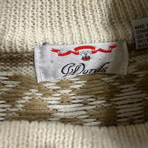 Vintage Dords Mock Neck Sweater Brown Pink Hearts People Knit Acrylic Wool M thumbnail 3