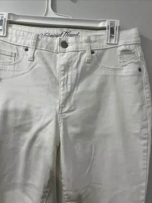 Universal Thread White Distressed Cropped Ankle Jeans thumbnail 3