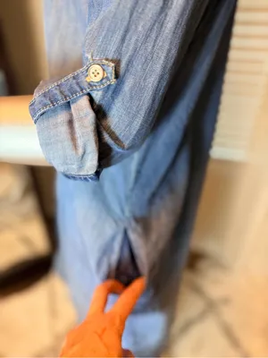 Reba 100% Tencel Chambray Denim Blue Shirt Dress Small Western Pockets Casual thumbnail 4