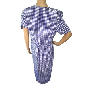 Coco Bianco Vintage Short Sleeve Checkered Long Button Up Dress thumbnail 4