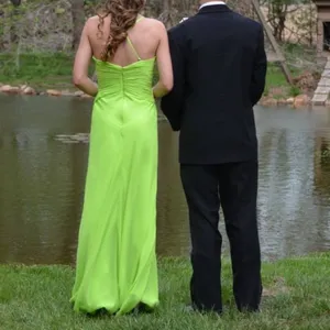 Lime Green Rhinestone Prom Dress thumbnail 2