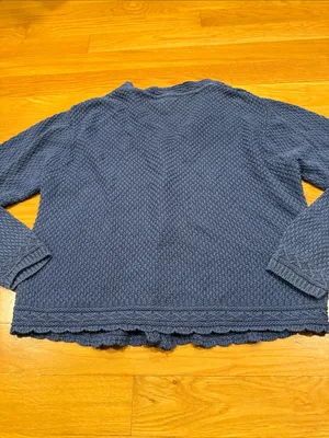 L.L.Bean linen blend button cardigan sweater size large . Blue thumbnail 5
