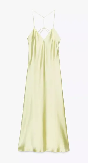 Zara lime Light Green Slip maxi Dress thumbnail 13