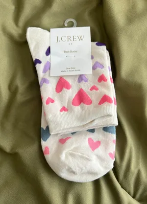J. Crew Multi-Colored Heart Ankle Crew Socks thumbnail 1
