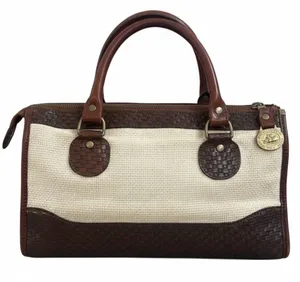 Brahmin vintage rare wicker and brown leather shoulder purse bag thumbnail 1