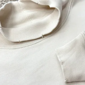 FRAME‎ Sweatshirt Womens S Cream Mock Neck Pima Cotton Oversized Distressed Vtg thumbnail 5