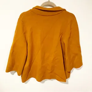 Anthropologie Moth Medium Mustard One Button Half Sleeve‎ Jacket Blazer Coat thumbnail 5