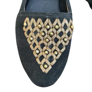 LATIGO Unity Suede Ballet Flats 7 Black Gold Studded Boho Comfort NWOT thumbnail 4