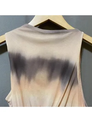 ZARA Women Sleeveless Asymmetrical Ruched Mesh Top Size S Peach/Black Dyed M thumbnail 7