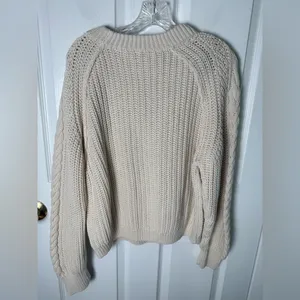 Free People Frankie Cable Sweater in Ivory M thumbnail 4