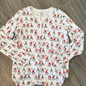 Roller Rabbit womens XS Pima cotton Festive gnome Pajama lounge Top thumbnail 1