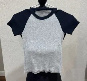 Brandy Melville Jean Paul Gray and Black Knit Top thumbnail 1