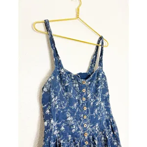 Free People Dance On The Blacktop Floral Mini Dress Size Large Blue Bohemian thumbnail 8