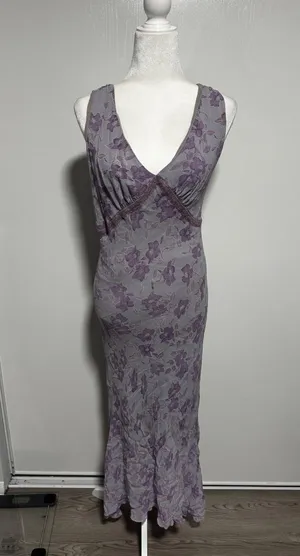 Vintage Johnathan Martin Studio Floral Maxi Dress Purple Gray size 14 Sleeveless thumbnail 1