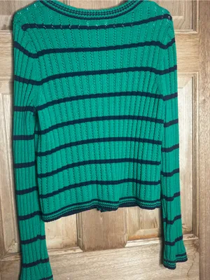Free assembly women’s Green Striped Cardigan Sweater size S thumbnail 6