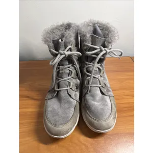Sorel Women's Gray Suede Leather Explorer Joan Winter Boots Size 10 Lace Up thumbnail 5