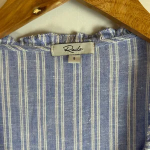 Rails Everly Ludlow Stripe Tiered Linen‎ Blend Mini Dress Blue White Small thumbnail 3