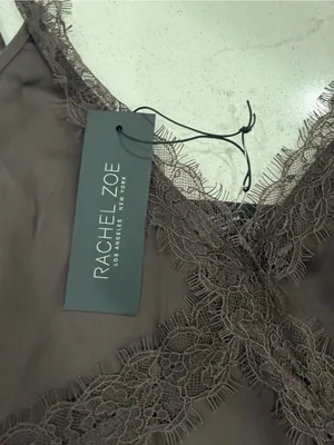Rachel Zoe Chocolate Lace-Trim Satin Camisole thumbnail 2