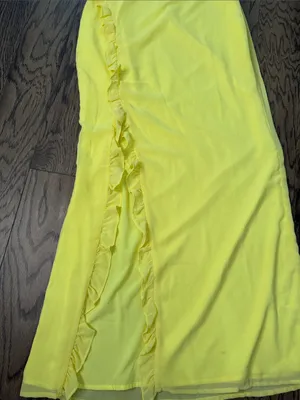 Beginning Boutique Bright Yellow Ruffle-Trim Maxi Dress + thumbnail 5