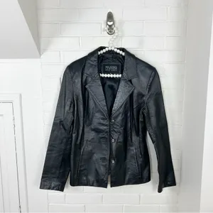 Wilson’s Leather 100% Leather Black Blazer Jacket Size M thumbnail 2