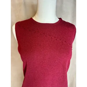 Hillard & Hanson Sleeveless Knit Sweater Top Medium Red Rayon Blend Y2K thumbnail 2