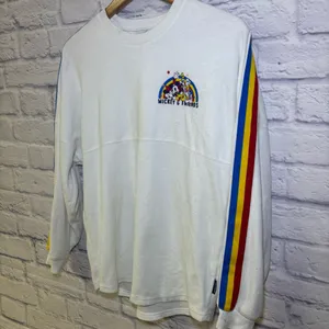 Authentic Disney Spirit Jersey Feelin Classic Sz XS White Velour Mickey Rainbow thumbnail 7