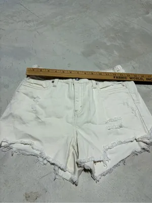 Aerie cream Distressed Denim Shorts XS thumbnail 2