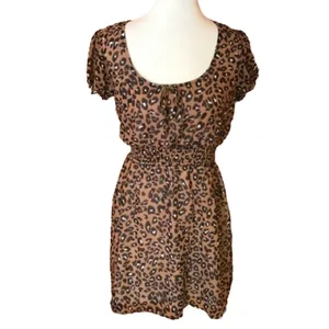 Evolutionary Apparel Leopard Print Dress | Short Sleeve Animal Print Mini thumbnail 2