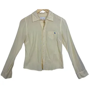 Abercrombie Vintage 1892 Yellow Logo Button Up Long Sleeve Oxford Blouse Size S thumbnail 2