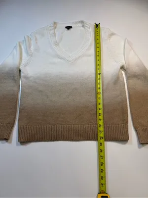 Talbots 100% Cotton Neutral Ombre V-Neck Sweater thumbnail 3