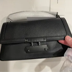 Nicole miller black matte vegan leather snake top handle dr. Bag crossbody NWT thumbnail 9