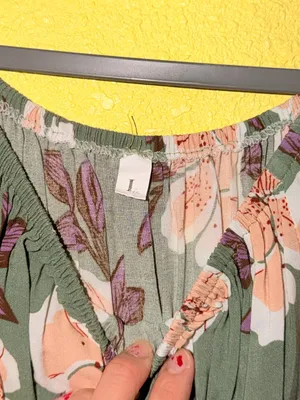Olive Green Floral Maxi Dress with Puff Sleeves thumbnail 5