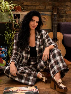 NWT Monki Plaid Matching Suit Set Blazer & Wide Leg Pants Size M thumbnail 1