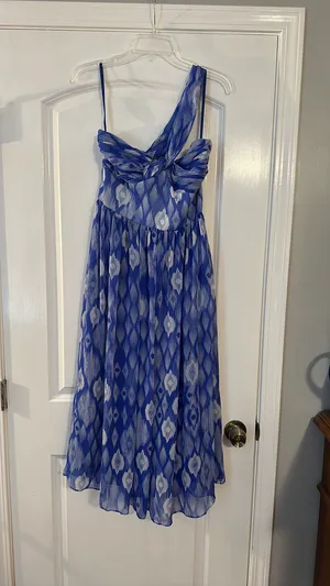White House Black Market One-Shoulder Ikat Print Midi Dress thumbnail 4
