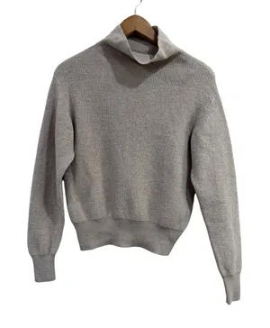 Wilfred Aritzia Wool Mock Neck Sweater Beige Ribbed Knit XS SRW4-3352-36 thumbnail 1