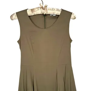 COS Midi Dress Olive Green Size 4 Pockets Cotton Poplin A Line Swing Minimalist thumbnail 2